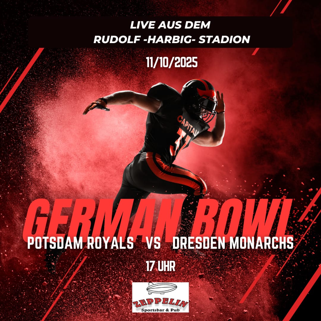 American Football GFL Bowl Finale 2025 Live Potsdam Royals vs Dresden Monarchs im Zeppelin Sportsbar Pub
